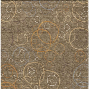 HomeRoots 10' Geometric Indoor Outdoor Area Rug in Brown, Copper & Ivory - Washable, Stylish & Durable Design 690812
