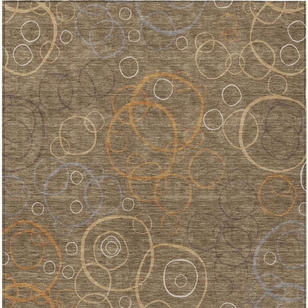 HomeRoots 10' Geometric Indoor Outdoor Area Rug in Brown, Copper & Ivory - Washable, Stylish & Durable Design 690812