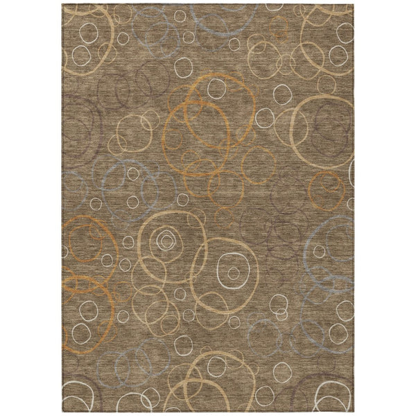 HomeRoots 10' Geometric Indoor Outdoor Area Rug in Brown, Copper & Ivory - Washable, Stylish & Durable Design 690812