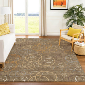 HomeRoots 10' Geometric Indoor Outdoor Area Rug in Brown, Copper & Ivory - Washable, Stylish & Durable Design 690812