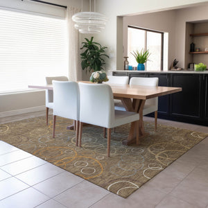 HomeRoots 10' Geometric Indoor Outdoor Area Rug in Brown, Copper & Ivory - Washable, Stylish & Durable Design 690812