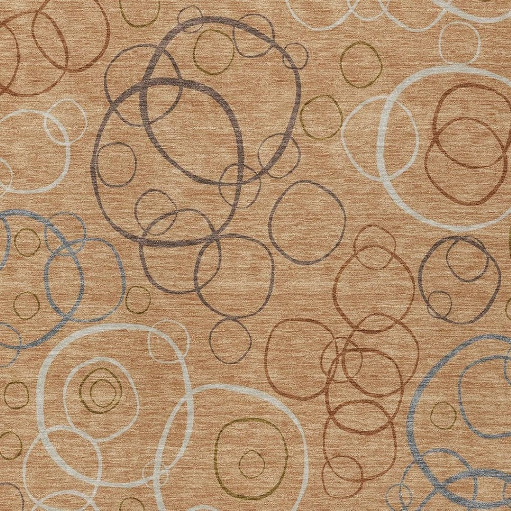 HomeRoots 8' X 10' Modern Copper and Silver Geometric Area Rug – Washable, Durable for Indoor/Outdoor Use! 690816