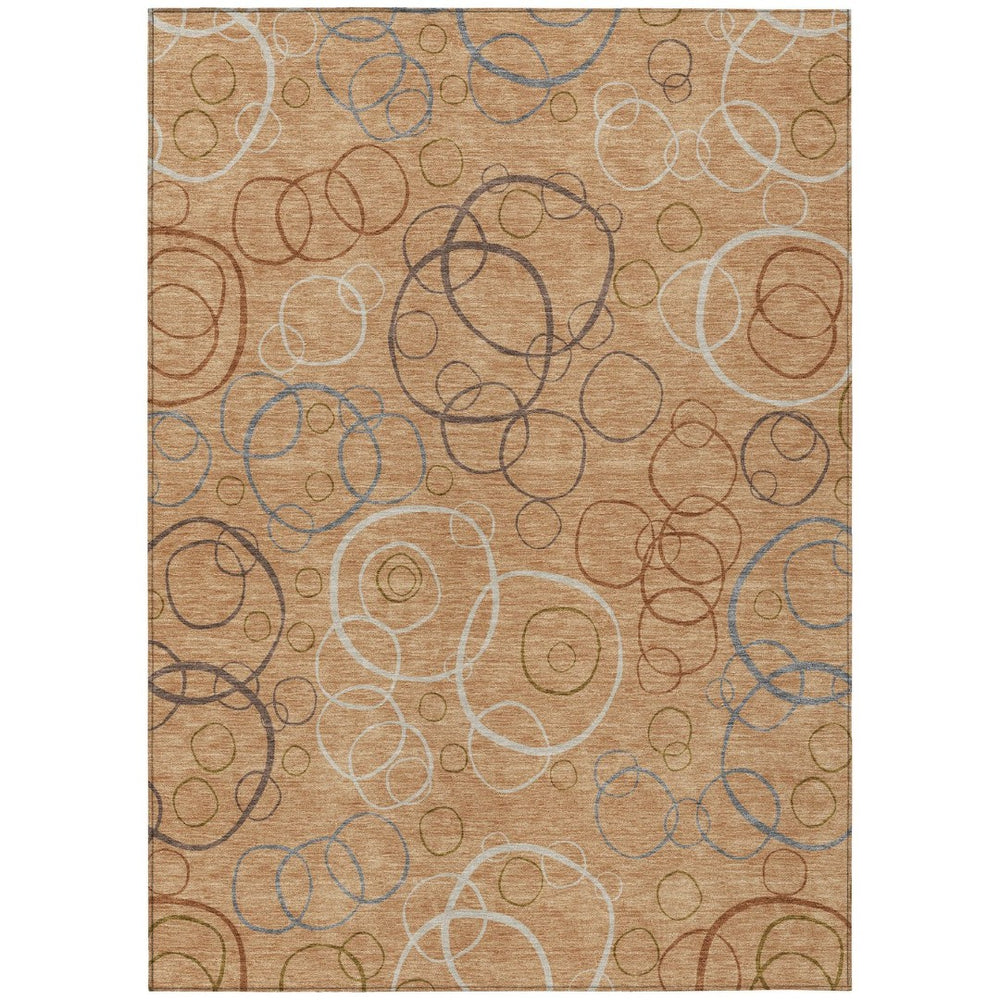 HomeRoots 8' X 10' Modern Copper and Silver Geometric Area Rug – Washable, Durable for Indoor/Outdoor Use! 690816