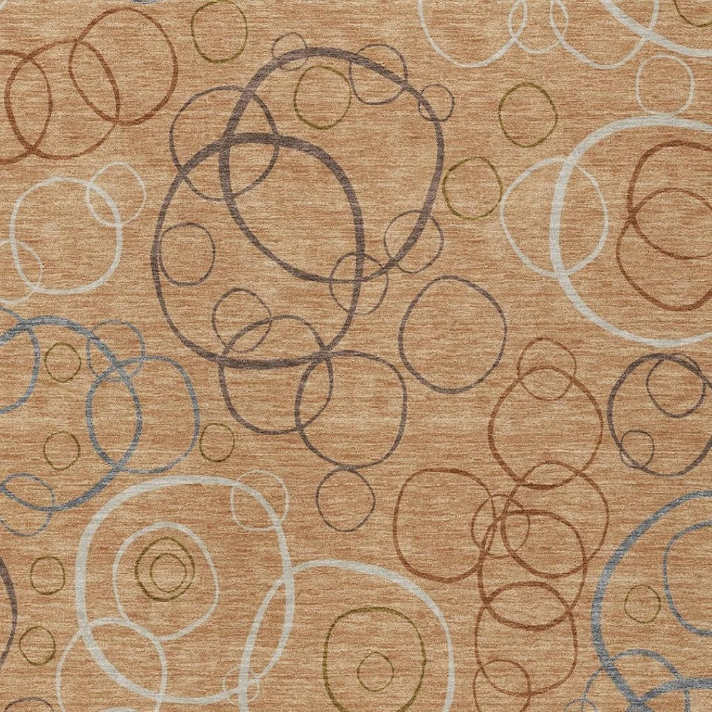 HomeRoots 9' Geometric Washable Area Rug in Copper, Silver & Rust - Indoor/Outdoor Style & Durability! 690817