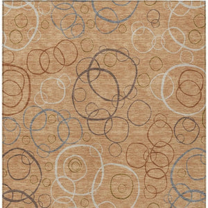 HomeRoots 10' Modern Geometric Area Rug in Copper, Silver & Rust – Durable, Washable for Indoor/Outdoor Use! 690818