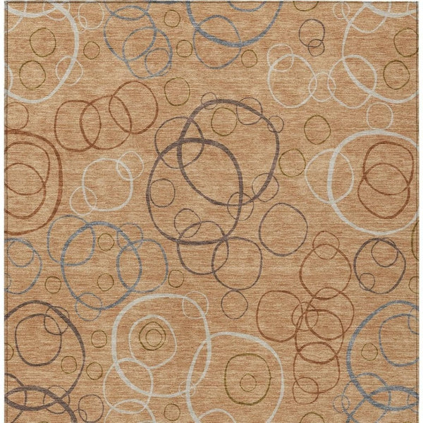 HomeRoots 10' Modern Geometric Area Rug in Copper, Silver & Rust – Durable, Washable for Indoor/Outdoor Use! 690818