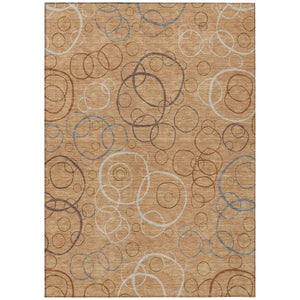 HomeRoots 10' Modern Geometric Area Rug in Copper, Silver & Rust – Durable, Washable for Indoor/Outdoor Use! 690818
