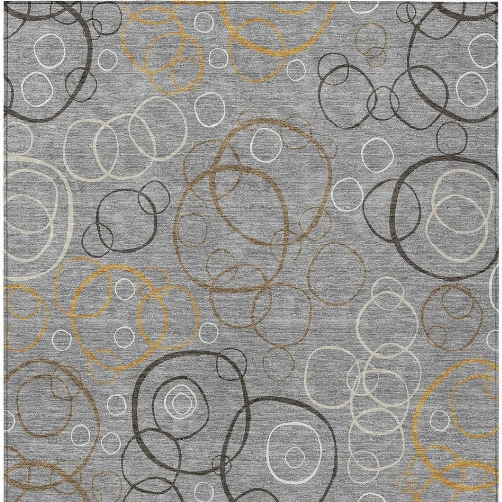 HomeRoots 5' X 8' Gray Silver and Black Geometric Rug – Indoor/Outdoor, Durable, Machine-Washable Design! 690820