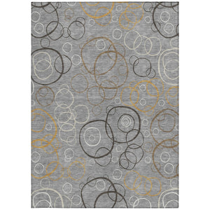 HomeRoots 5' X 8' Gray Silver and Black Geometric Rug – Indoor/Outdoor, Durable, Machine-Washable Design! 690820