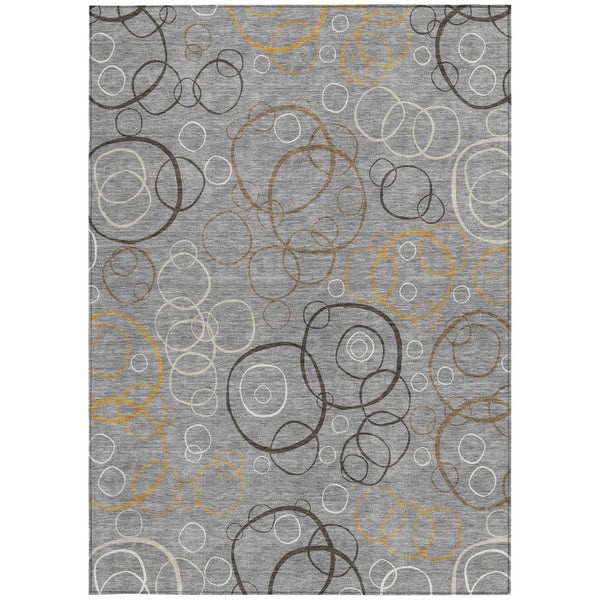 HomeRoots 5' X 8' Gray Silver and Black Geometric Rug – Indoor/Outdoor, Durable, Machine-Washable Design! 690820