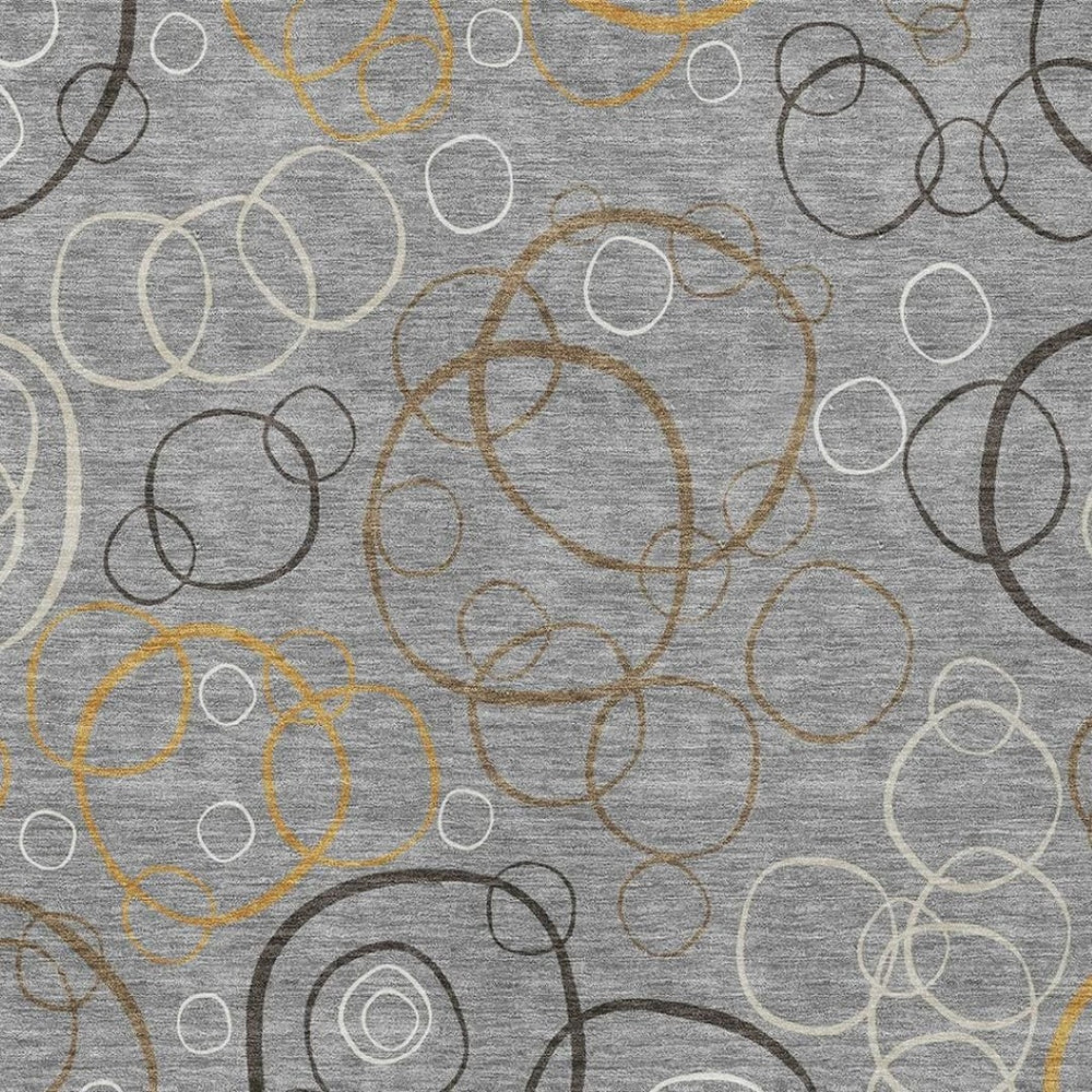 HomeRoots 9' X 12' Stylish Gray Silver Black Geometric Washable Area Rug for Indoor and Outdoor Use 690823