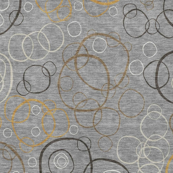 HomeRoots 9' X 12' Stylish Gray Silver Black Geometric Washable Area Rug for Indoor and Outdoor Use 690823