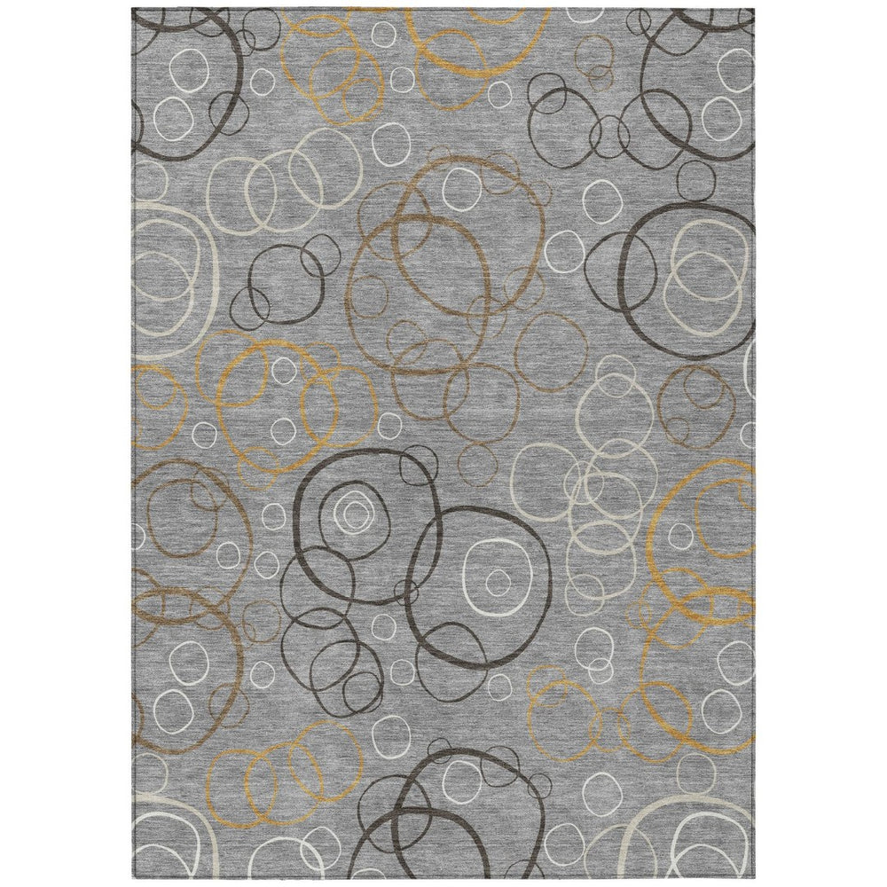 HomeRoots 9' X 12' Stylish Gray Silver Black Geometric Washable Area Rug for Indoor and Outdoor Use 690823