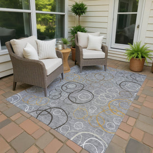 HomeRoots 10' Contemporary Gray Silver Black Geometric Washable Area Rug for Indoor & Outdoor Spaces 690824