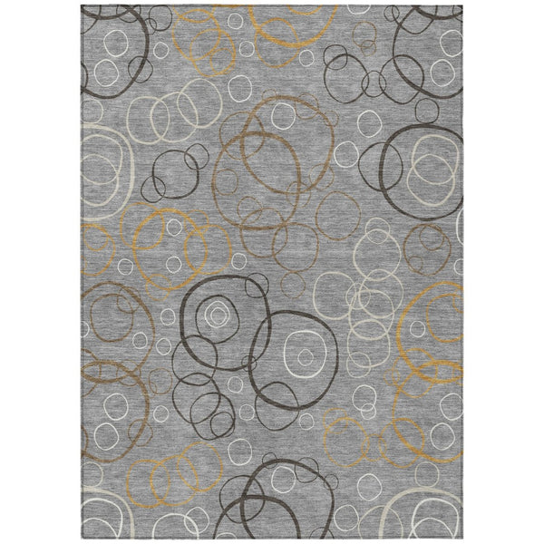 HomeRoots 10' Contemporary Gray Silver Black Geometric Washable Area Rug for Indoor & Outdoor Spaces 690824