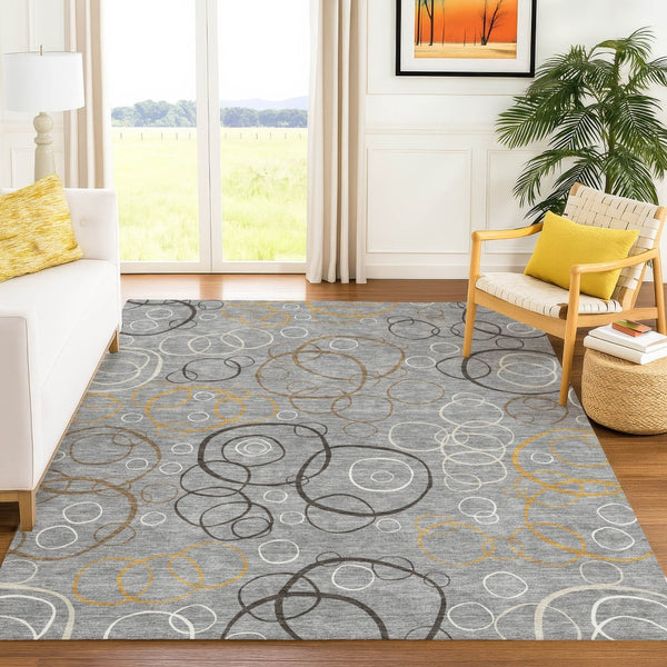 HomeRoots 10' Contemporary Gray Silver Black Geometric Washable Area Rug for Indoor & Outdoor Spaces 690824