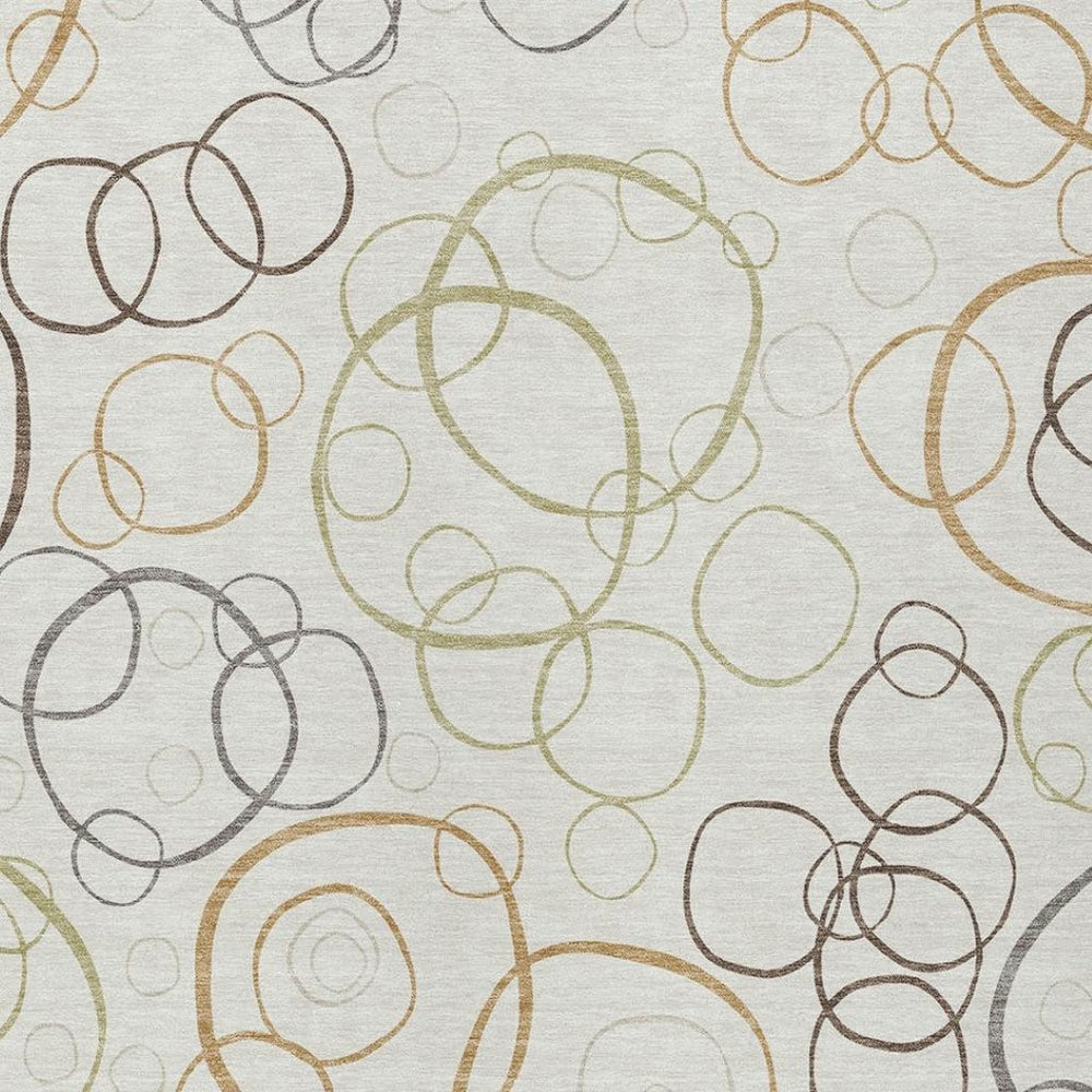 HomeRoots 9' x 12' Geometric Washable Area Rug in Ivory Gray Walnut – Stylish, Durable, Indoor/Outdoor Use! 690829