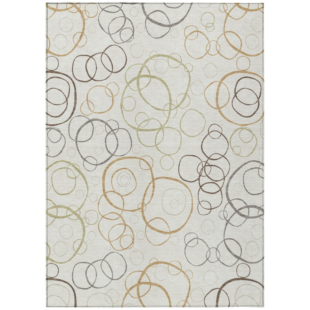 HomeRoots 9' x 12' Geometric Washable Area Rug in Ivory Gray Walnut – Stylish, Durable, Indoor/Outdoor Use! 690829