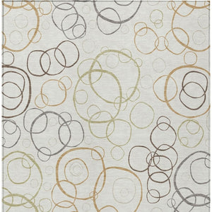 HomeRoots 10' Stylish Washable Geometric Area Rug in Ivory, Gray & Walnut – Perfect for Indoor & Outdoor Spaces! 690830