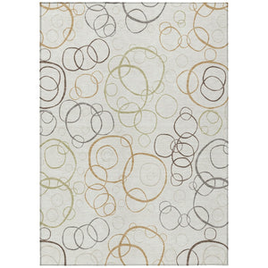 HomeRoots 10' Stylish Washable Geometric Area Rug in Ivory, Gray & Walnut – Perfect for Indoor & Outdoor Spaces! 690830