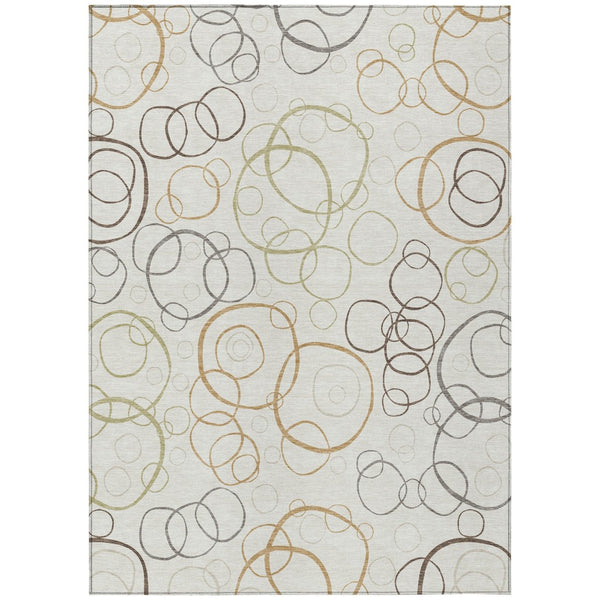 HomeRoots 10' Stylish Washable Geometric Area Rug in Ivory, Gray & Walnut – Perfect for Indoor & Outdoor Spaces! 690830