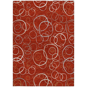 HomeRoots 5' X 8' Red And Ivory Geometric Area Rug - Stylish, Durable, Washable for Indoor & Outdoor Spaces 690838