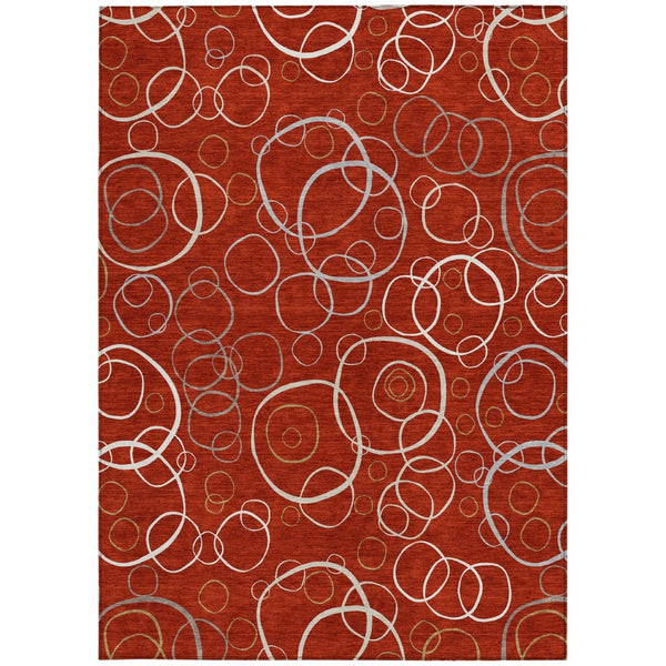 HomeRoots 5' X 8' Red And Ivory Geometric Area Rug - Stylish, Durable, Washable for Indoor & Outdoor Spaces 690838