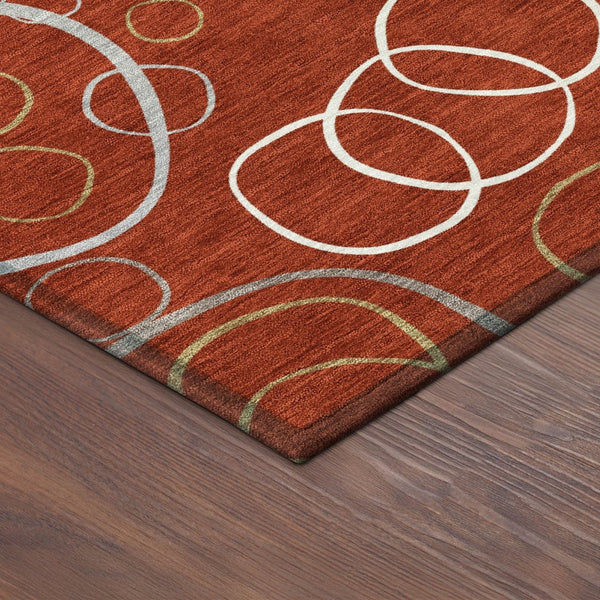 HomeRoots 5' X 8' Red And Ivory Geometric Area Rug - Stylish, Durable, Washable for Indoor & Outdoor Spaces 690838