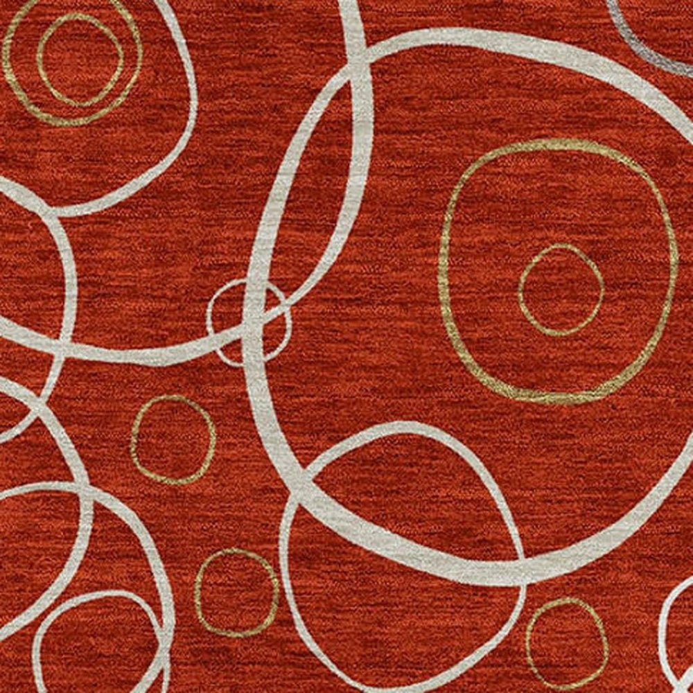 HomeRoots 8' X 10' Stylish Red & Ivory Geometric Indoor Outdoor Area Rug - Durable, Washable & Versatile Design 690840