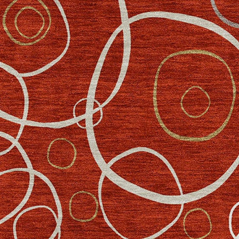 HomeRoots 9' X 12' Red And Ivory Geometric Area Rug - Durable, Washable, Perfect For Indoor & Outdoor Spaces! 690841
