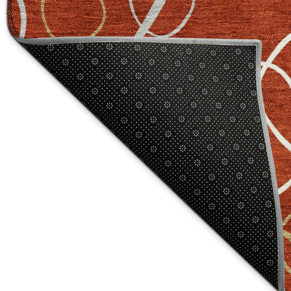 HomeRoots 10' Red and Ivory Geometric Washable Area Rug – Versatile Indoor Outdoor Decor for High-Traffic Spaces 690842