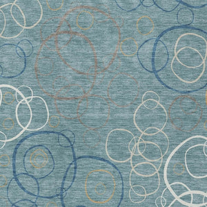 HomeRoots 5' Stylish Teal Blue Beige & Ivory Geometric Washable Area Rug - Perfect for Indoor & Outdoor Spaces! 690844
