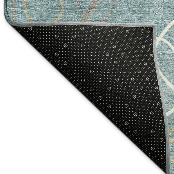 HomeRoots 10' X 14' Teal Blue Beige Ivory Geometric Rug - Durable, Washable Indoor/Outdoor Area for Any Space 690848