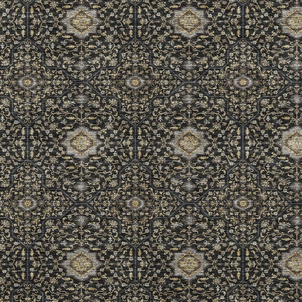 HomeRoots 5' X 8' Durable Black, Brown & Gray Oriental Area Rug - Washable Indoor/Outdoor for Versatile Use 690850