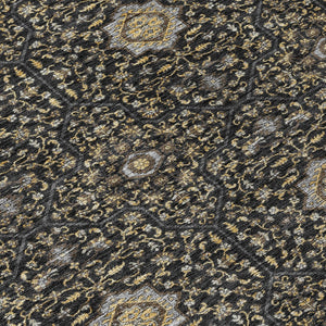 HomeRoots 8' Round Washable Oriental Area Rug in Black, Brown & Gray - Durable for Indoor & Outdoor Use! 690851