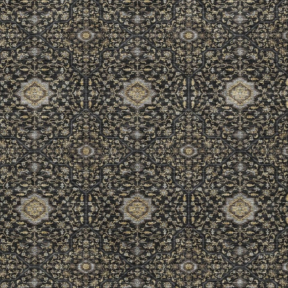 HomeRoots 8' X 10' Durable Black, Brown & Gray Oriental Washable Area Rug for Indoors & Outdoors - Stylish Charm 690852