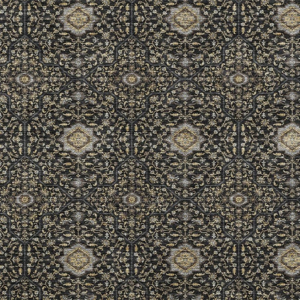 HomeRoots 9' X 12' Stylish Black Brown and Gray Oriental Area Rug – Washable, Durable for Indoor & Outdoor Use 690853