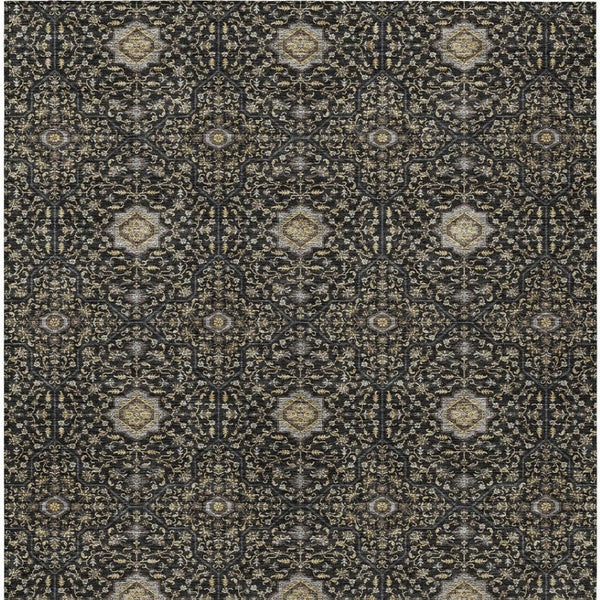 HomeRoots 10' Elegant Black, Brown & Gray Oriental Washable Area Rug - Durable, Versatile for Indoor & Outdoor Use! 690854