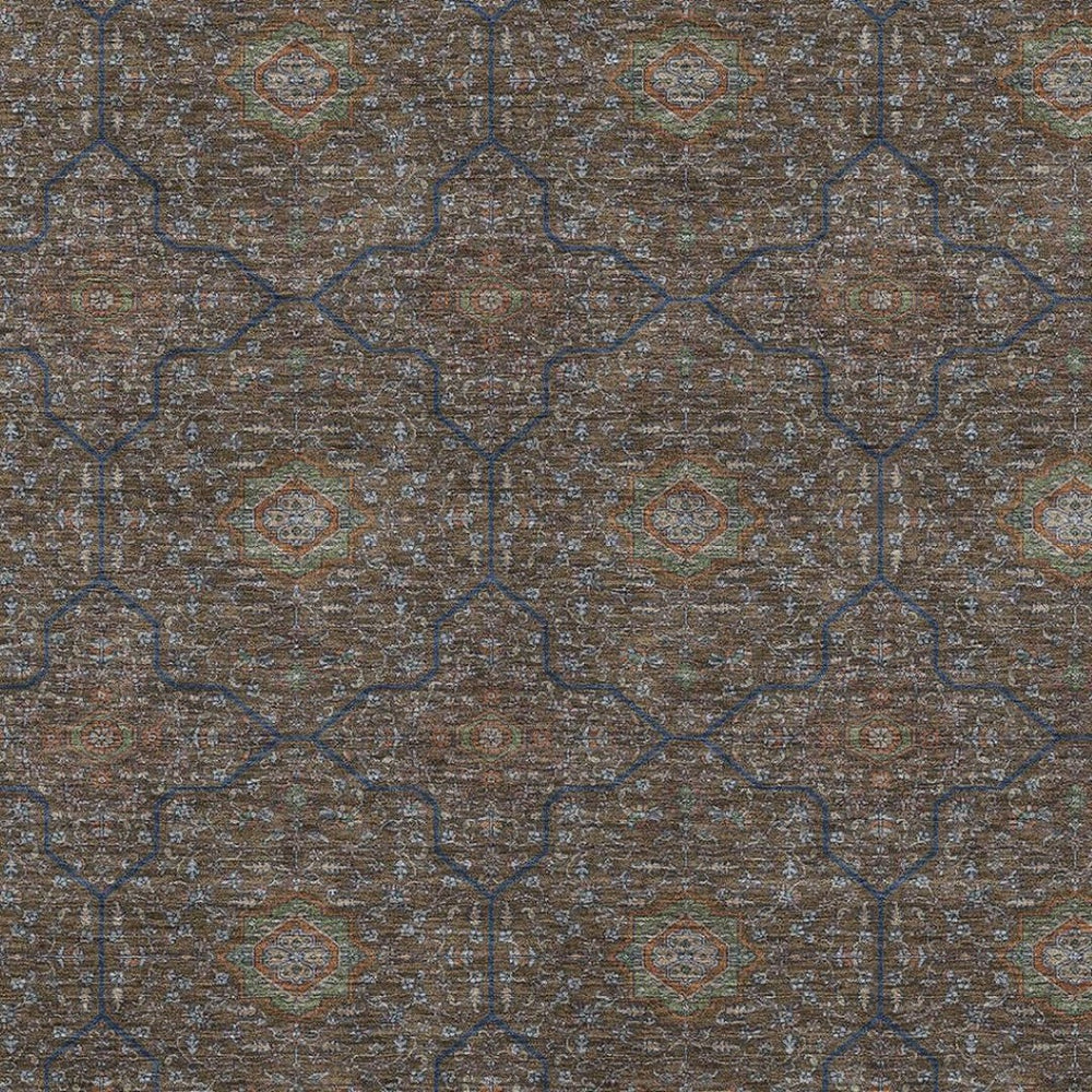 HomeRoots 5' X 8' Chocolate Gray Terra Cotta Oriental Washable Area Rug for Indoor & Outdoor High-Traffic Areas 690856