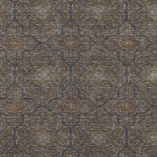 HomeRoots 5' X 8' Chocolate Gray Terra Cotta Oriental Washable Area Rug for Indoor & Outdoor High-Traffic Areas 690856