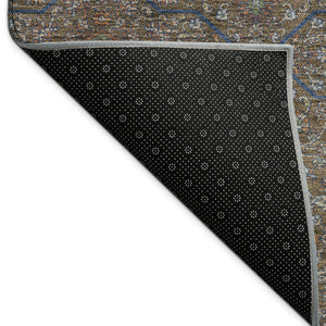HomeRoots 8' Washable Round Oriental Area Rug in Chocolate Gray & Terra Cotta - Durable for Indoor/Outdoor Use 690857