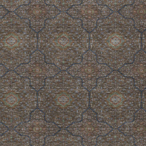 HomeRoots 8' Stylish Chocolate Gray & Terra Cotta Washable Oriental Area Rug for Indoor & Outdoor Spaces 690858