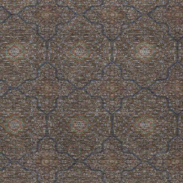 HomeRoots 8' Stylish Chocolate Gray & Terra Cotta Washable Oriental Area Rug for Indoor & Outdoor Spaces 690858