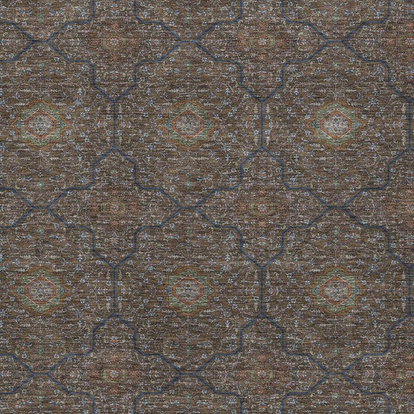 HomeRoots 9' Durable Chocolate Gray & Terra Cotta Oriental Washable Area Rug for Indoor/Outdoor Spaces 690859