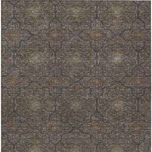 HomeRoots 9' Durable Chocolate Gray & Terra Cotta Oriental Washable Area Rug for Indoor/Outdoor Spaces 690859