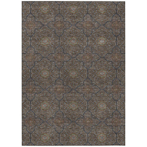 HomeRoots 9' Durable Chocolate Gray & Terra Cotta Oriental Washable Area Rug for Indoor/Outdoor Spaces 690859