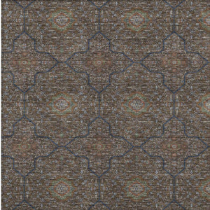 HomeRoots 10' Washable Oriental Area Rug in Chocolate Gray & Terra Cotta - Durable, Stylish for Indoor/Outdoor Use 690860