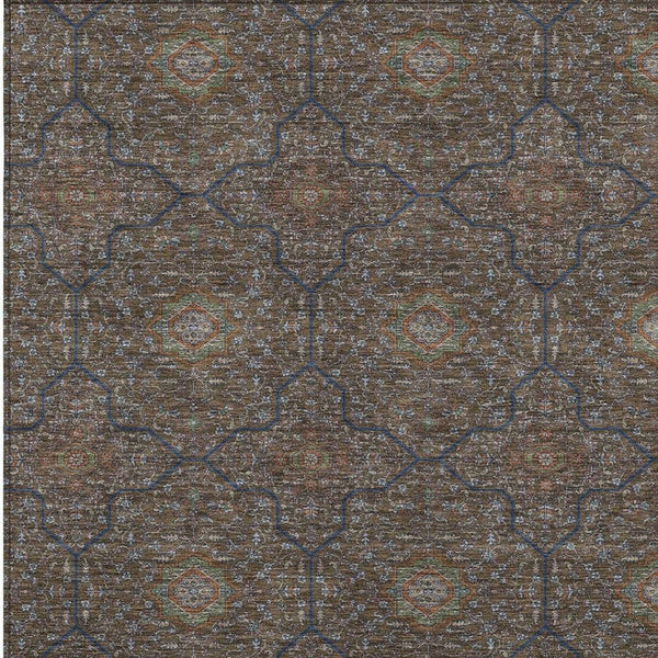 HomeRoots 10' Washable Oriental Area Rug in Chocolate Gray & Terra Cotta - Durable, Stylish for Indoor/Outdoor Use 690860