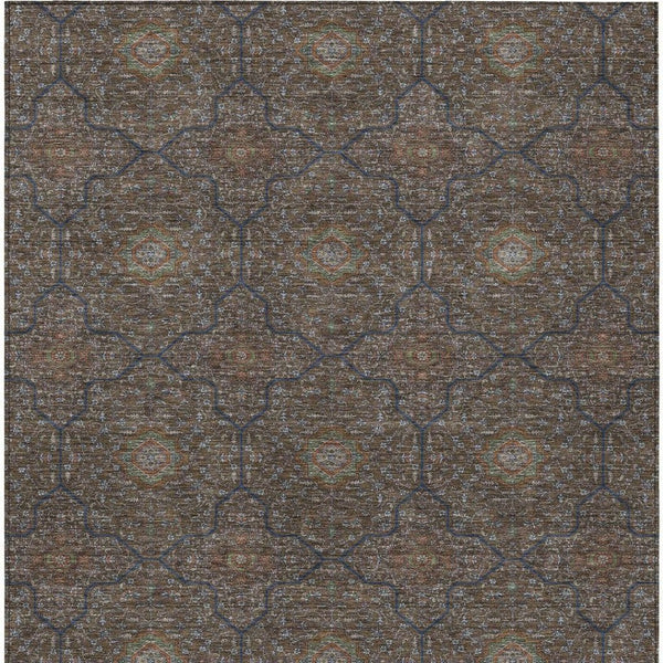HomeRoots 10' Washable Oriental Area Rug in Chocolate Gray & Terra Cotta - Durable, Stylish for Indoor/Outdoor Use 690860