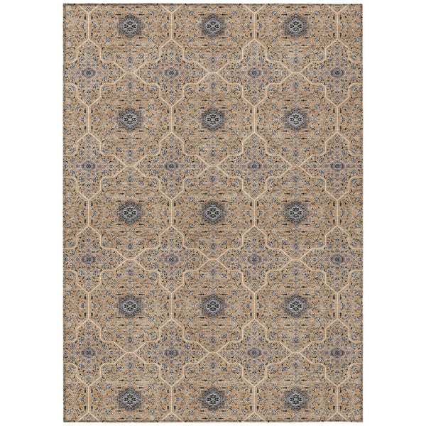 HomeRoots 5' X 8' Copper Black & Brown Oriental Area Rug - Stylish, Washable for Indoor & Outdoor Use! 690862